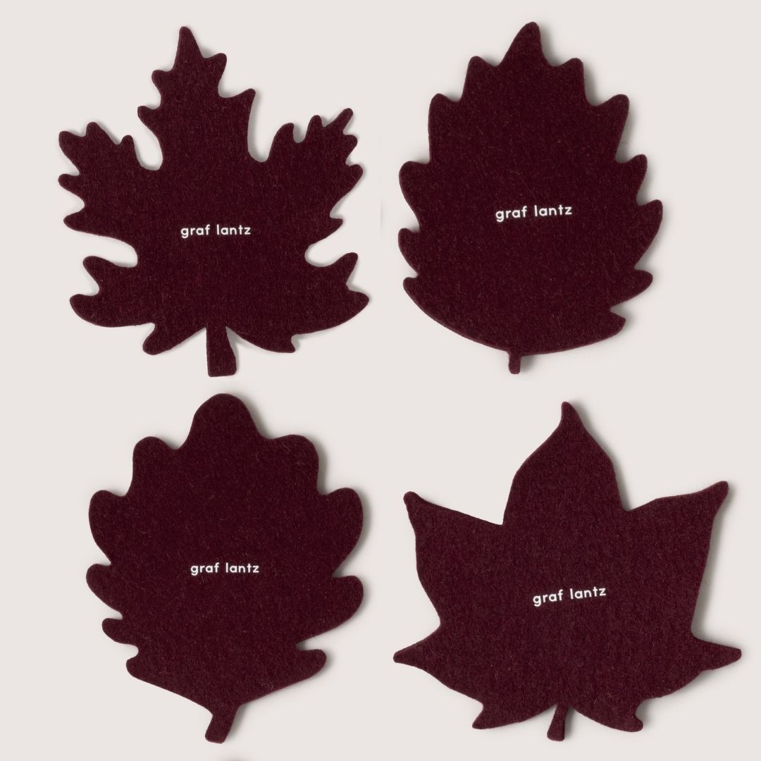 Merino Wool Leaf Coaster Solid 4 Pack