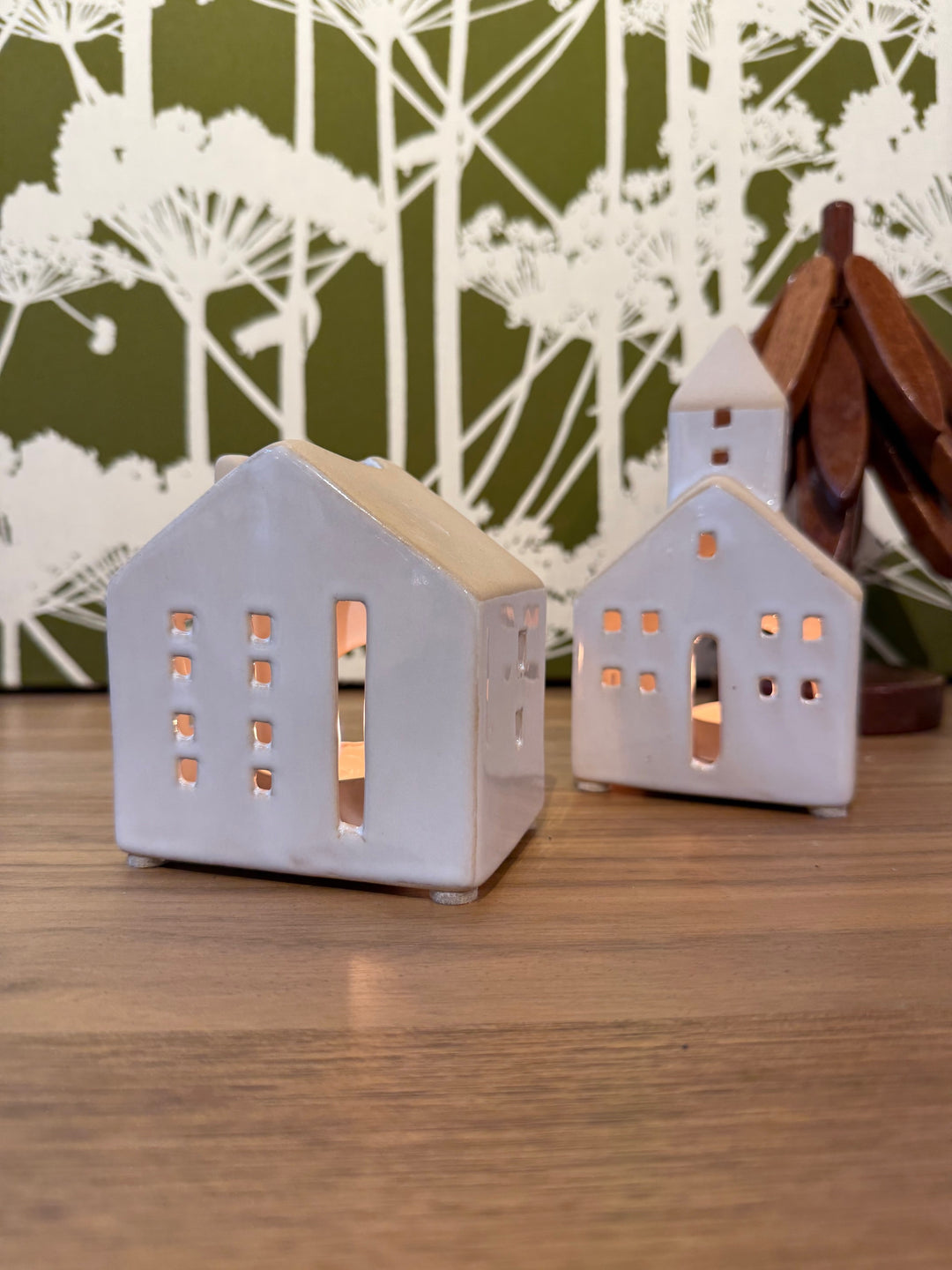 White Church Ceramic Tealight Holder