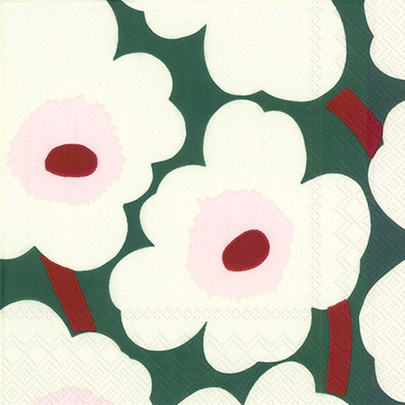 unikko lunch paper napkins - green cream