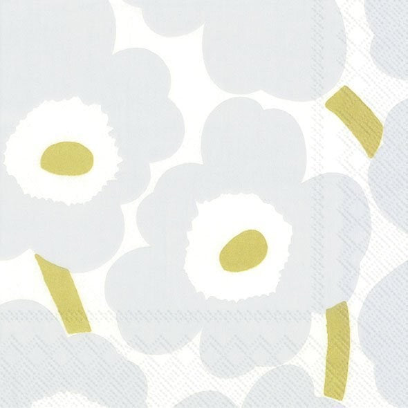 unikko lunch paper napkins - white silver