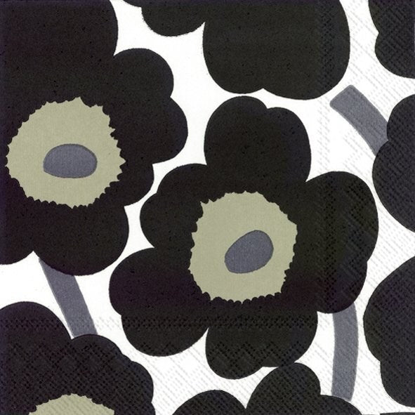 Unikko Lunch Paper Napkins - White/ Black