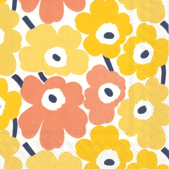 mini unikko yellow lunch paper napkins