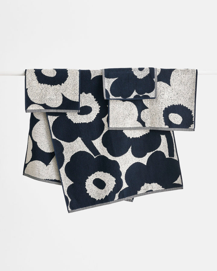 unikko bath towel navy/white