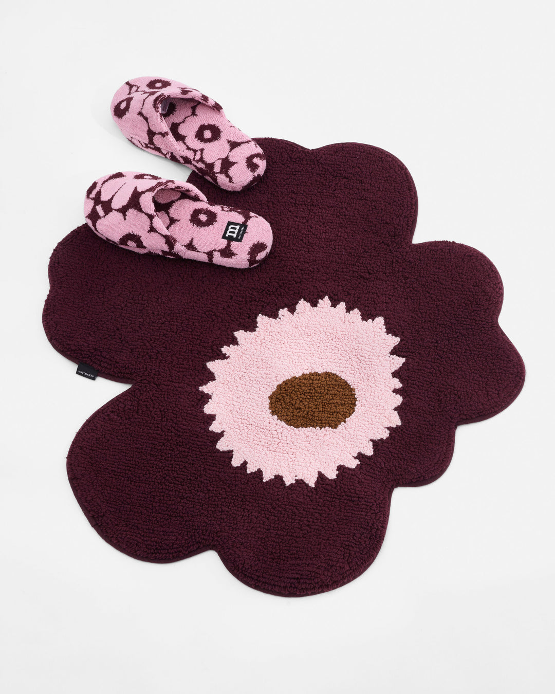 Unikko Bath Mat  - Maroon