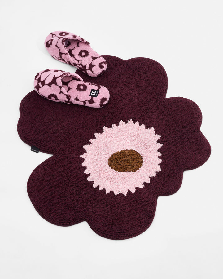 Unikko Bath Mat  - Maroon