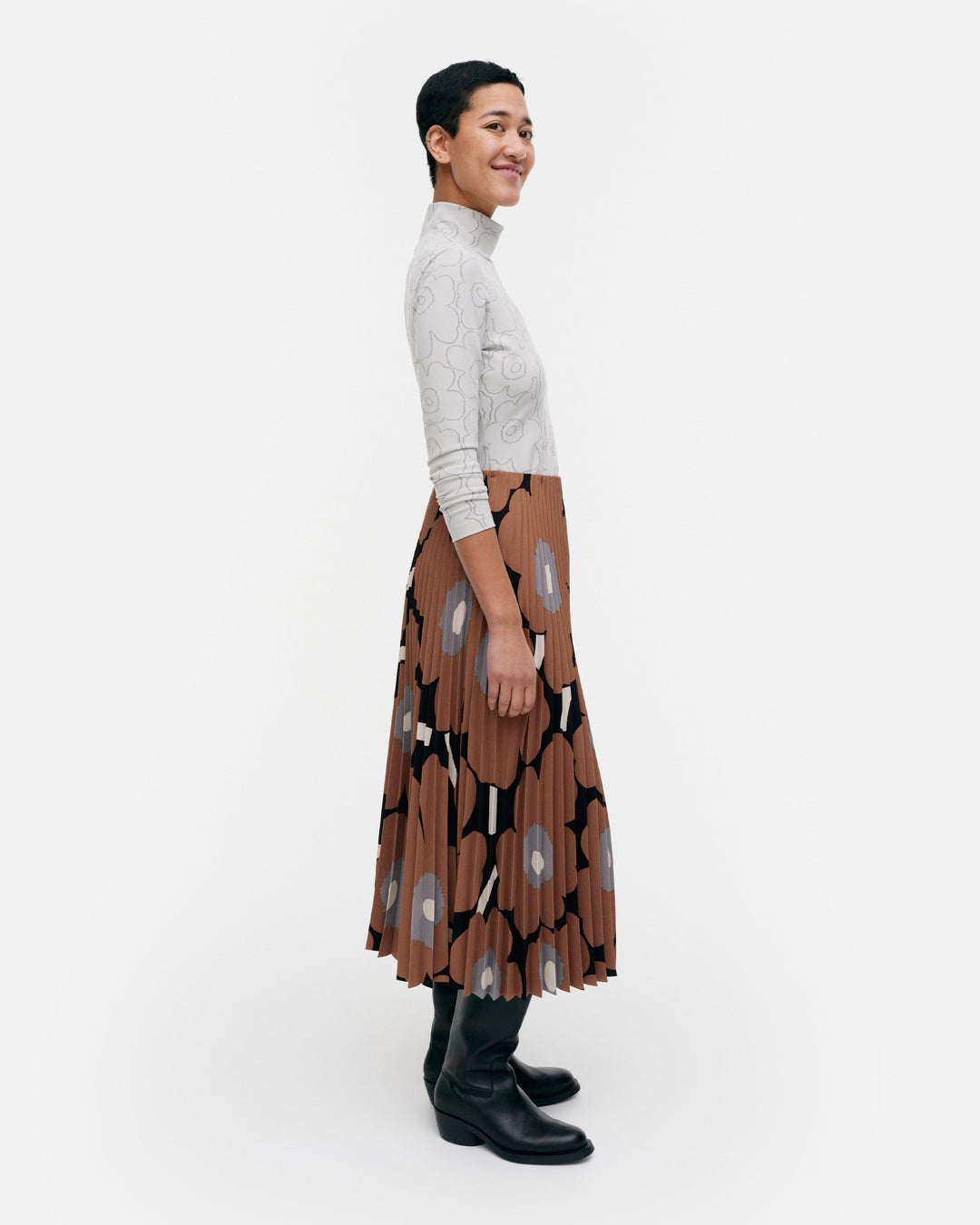 myy unikko pleated skirt - brown