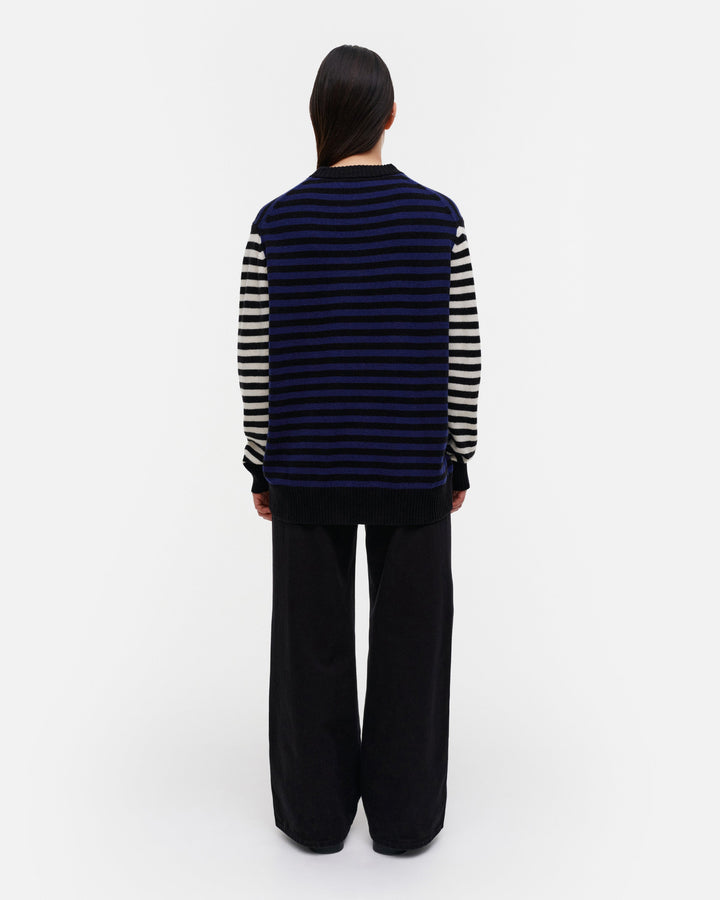 kioski pehmyt tasaraita knitted pullover - blue