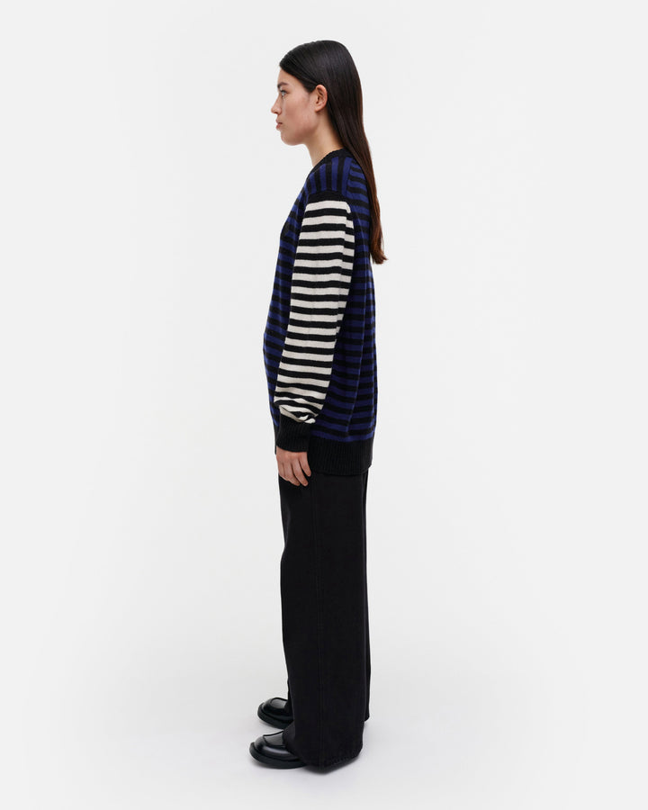 kioski pehmyt tasaraita knitted pullover - blue