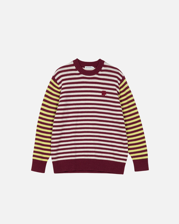 kioski pehmyt tasaraita knitted pullover - maroon