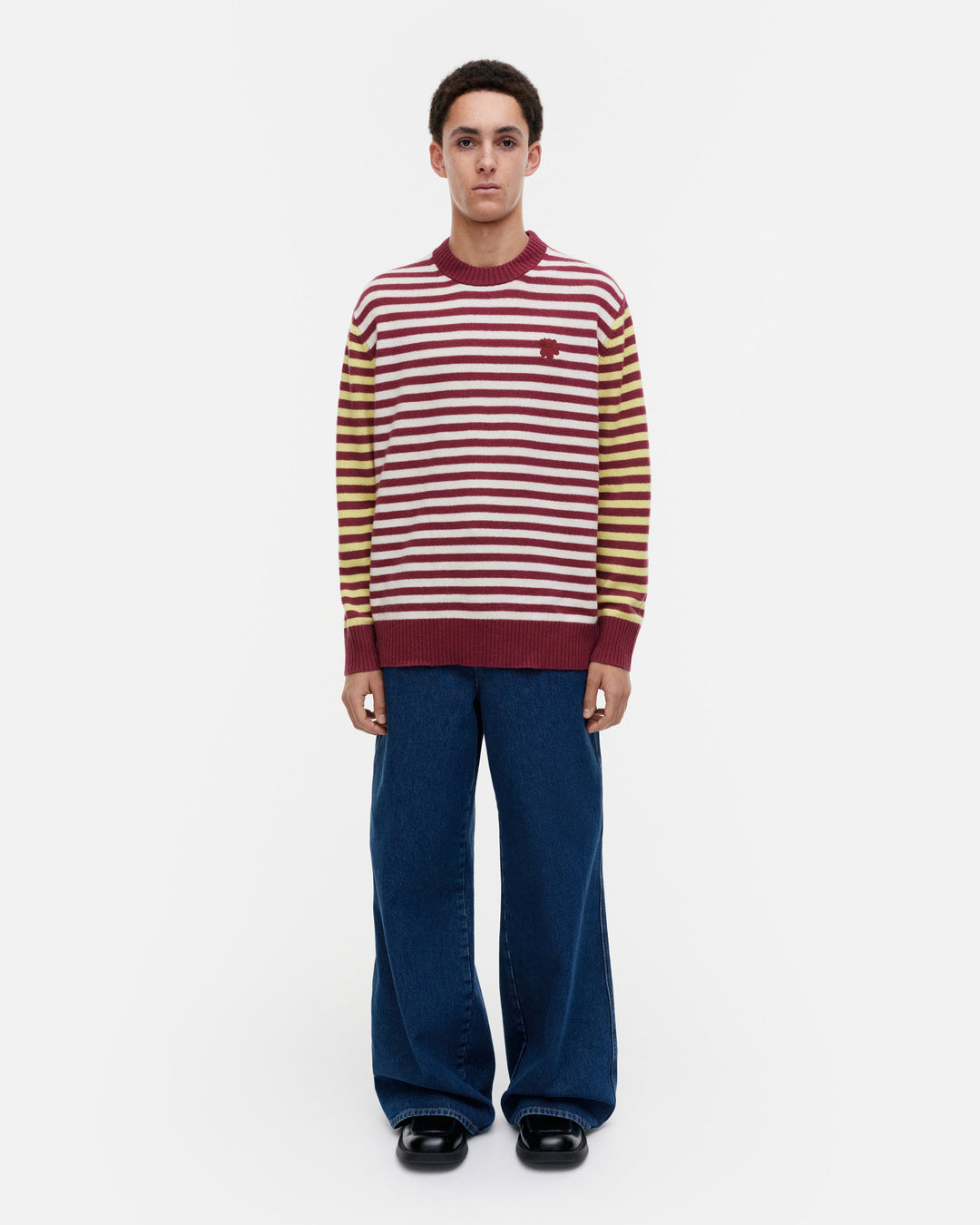 kioski pehmyt tasaraita knitted pullover - maroon