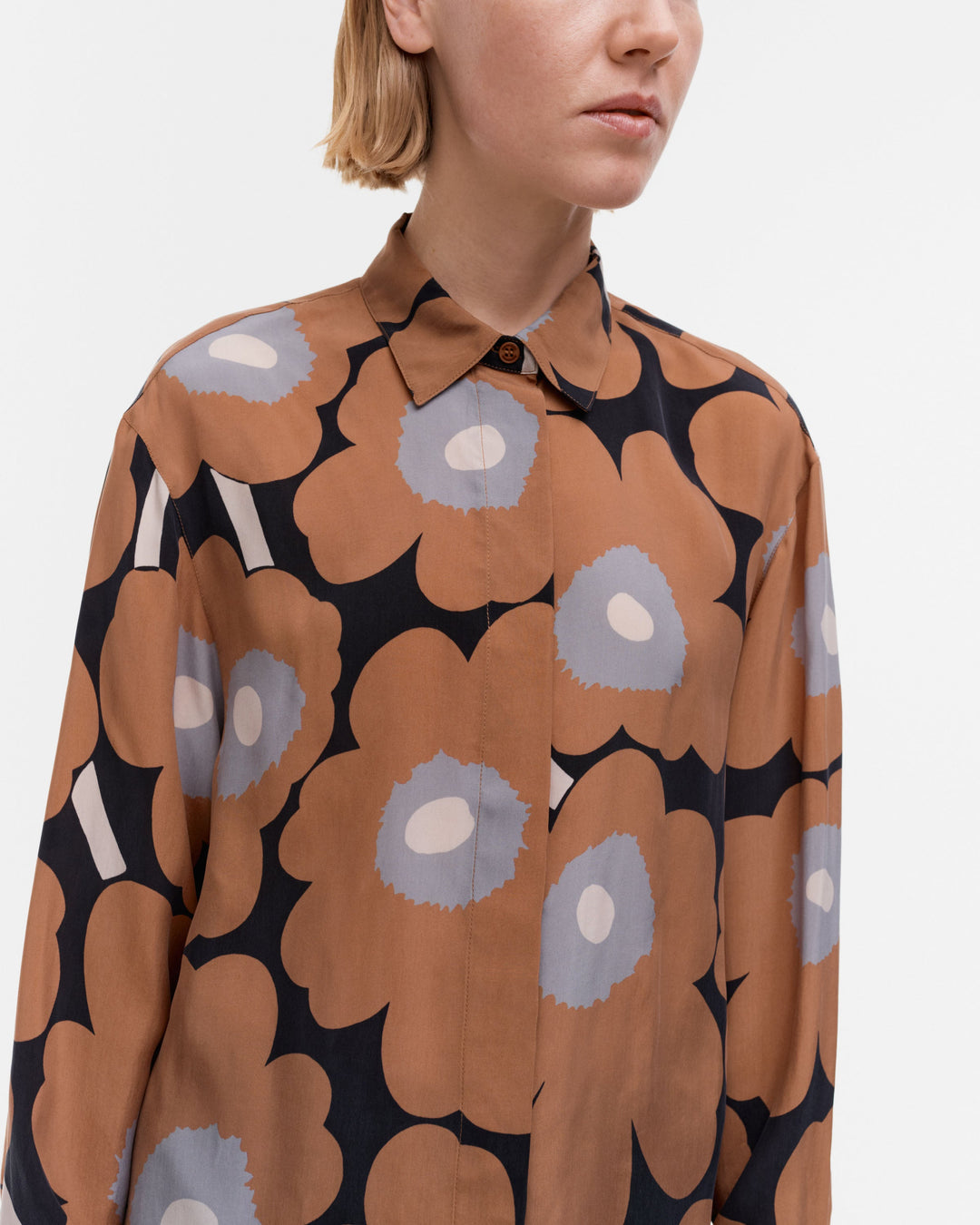 sivuta unikko cupro shirt - brown