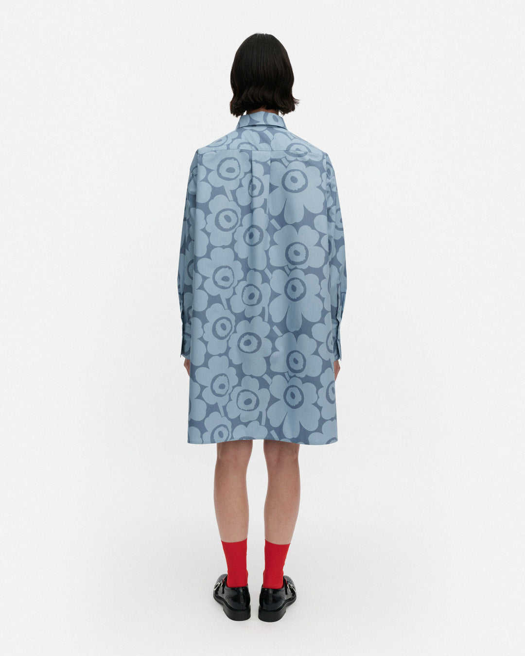 kuvitelma unikko cotton shirt dress - blue
