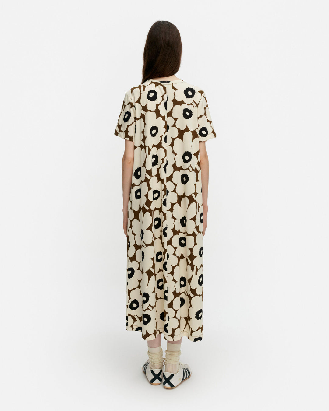 pisteinen unikko jersey dress - brown/beige