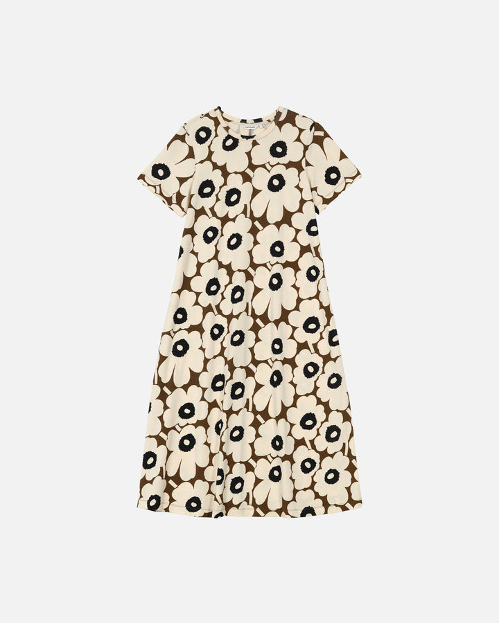 pisteinen unikko jersey dress - brown/beige