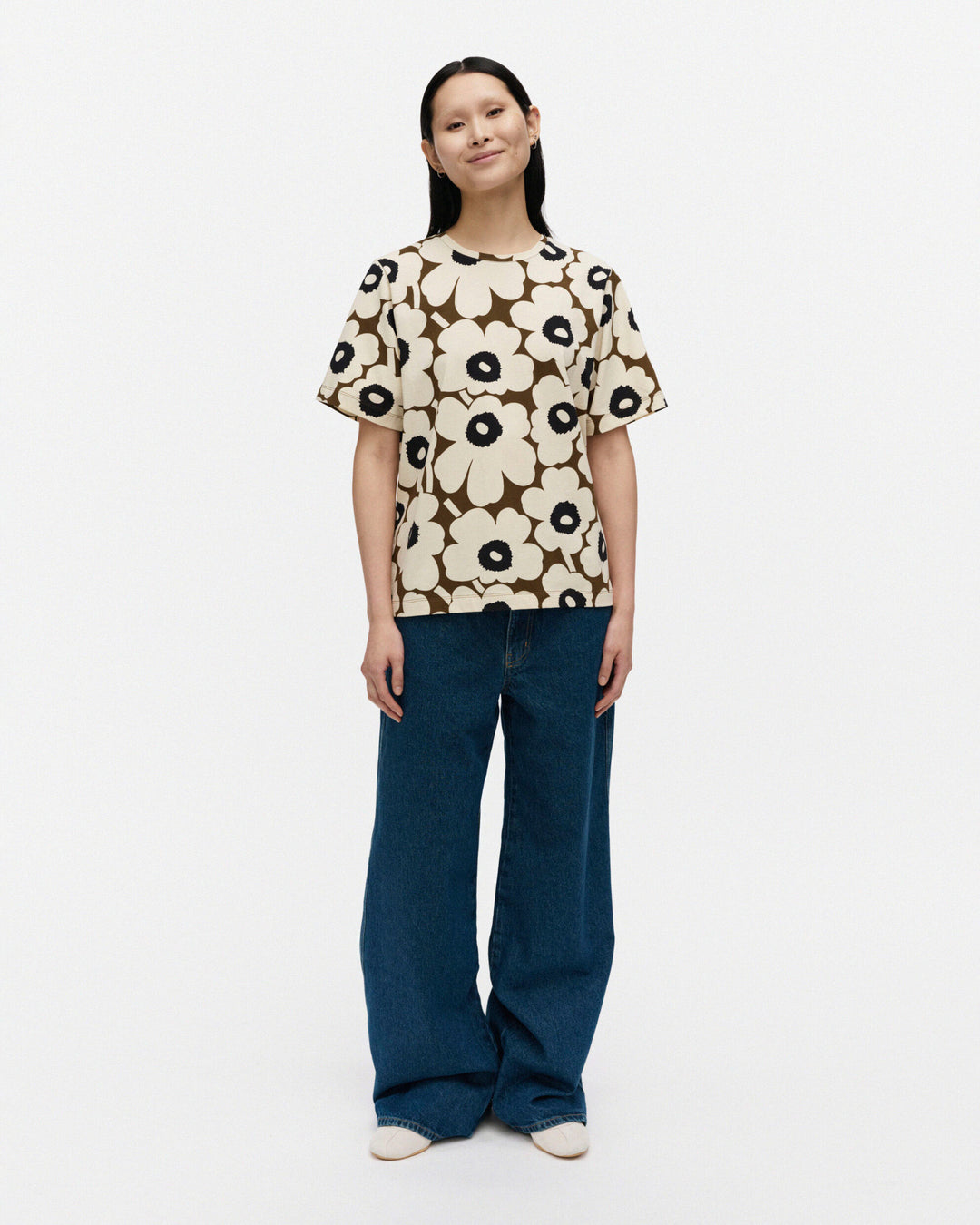 tunnit unikko t-shirt - brown/beige