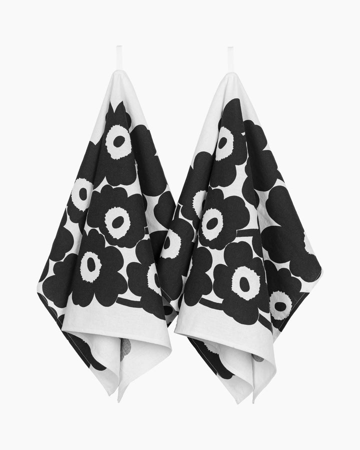 unikko tea towel set - black