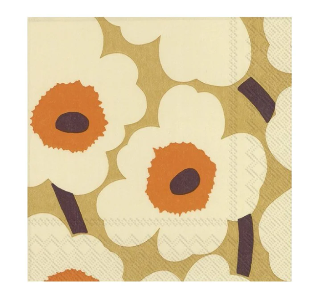 unikko lunch paper napkins - orange/cream