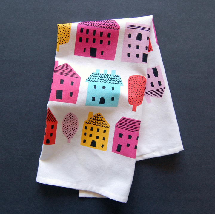 Little Houses Tea Towel