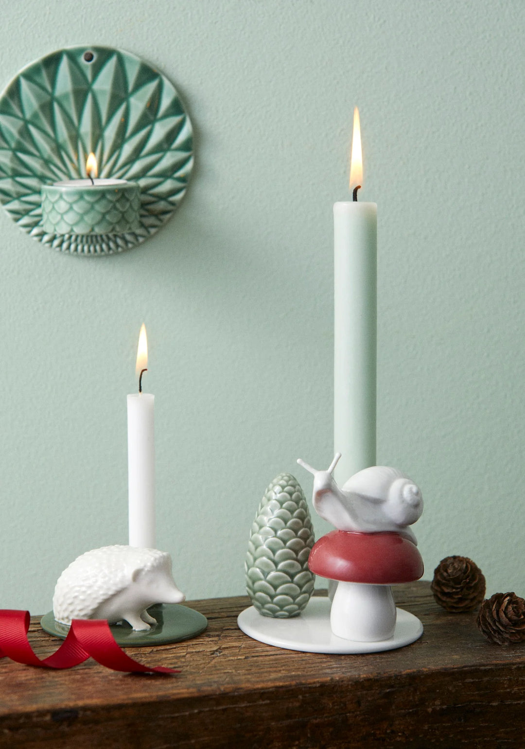 Pipanella Wall Candle Votive Scales Green