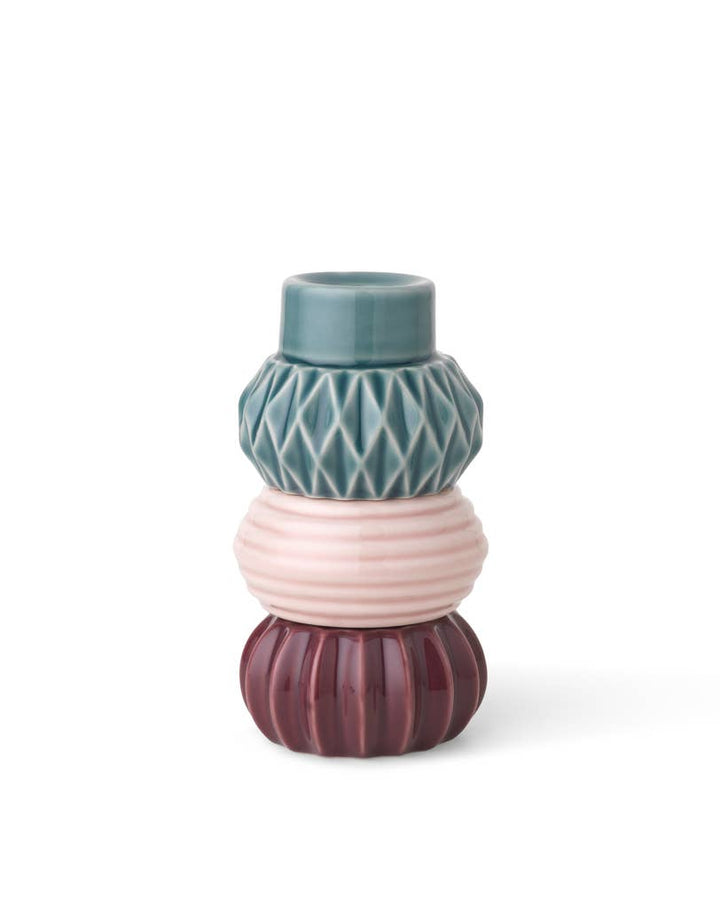 Samsurium Candlestack dark, powder & aubergine set of 3 pcs.