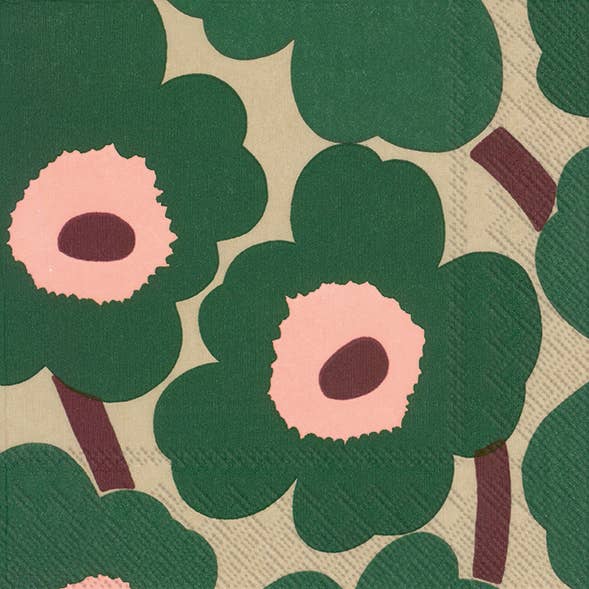 Unikko Lunch Paper Napkins - Dark Green