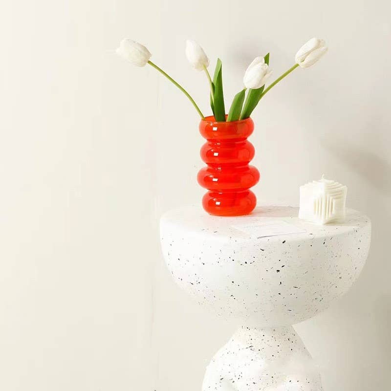 Glass Floral Vase, Small w/ Ring Layers