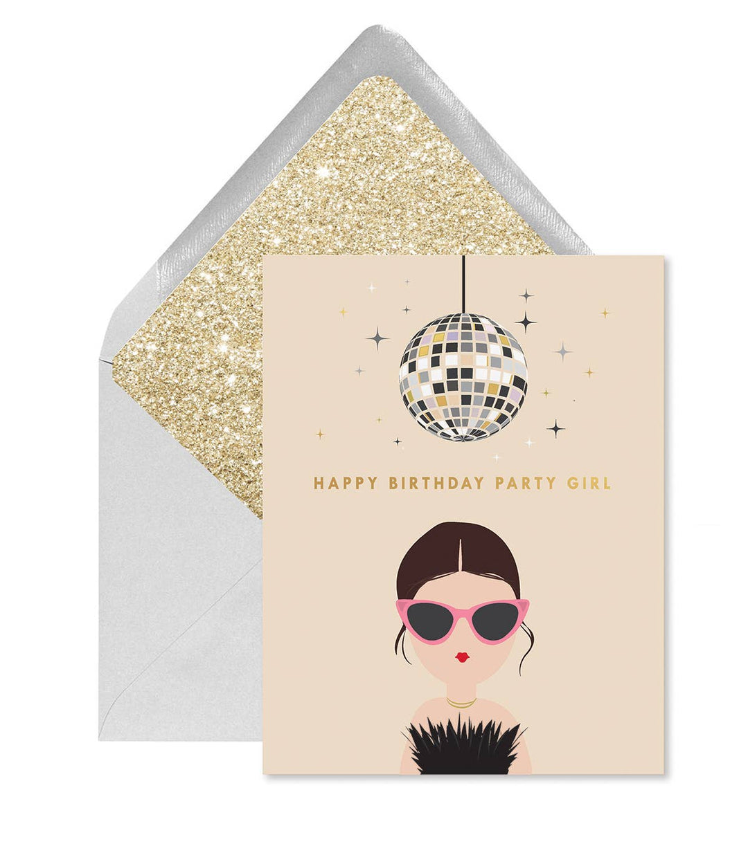 Disco Party Girl Birthday Greeting Card