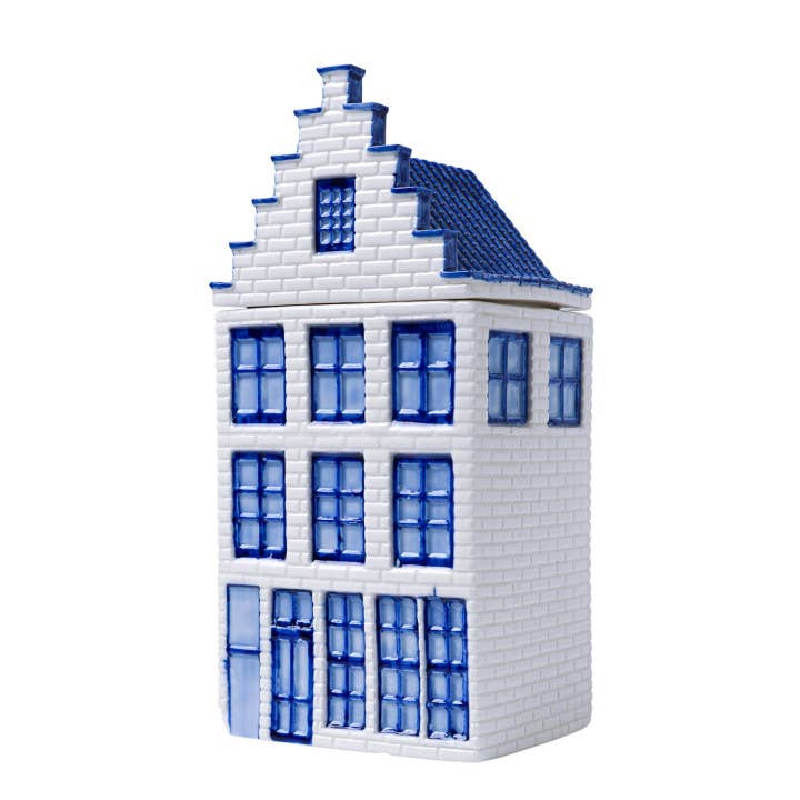 Delft Blue Canal House Storage Jar