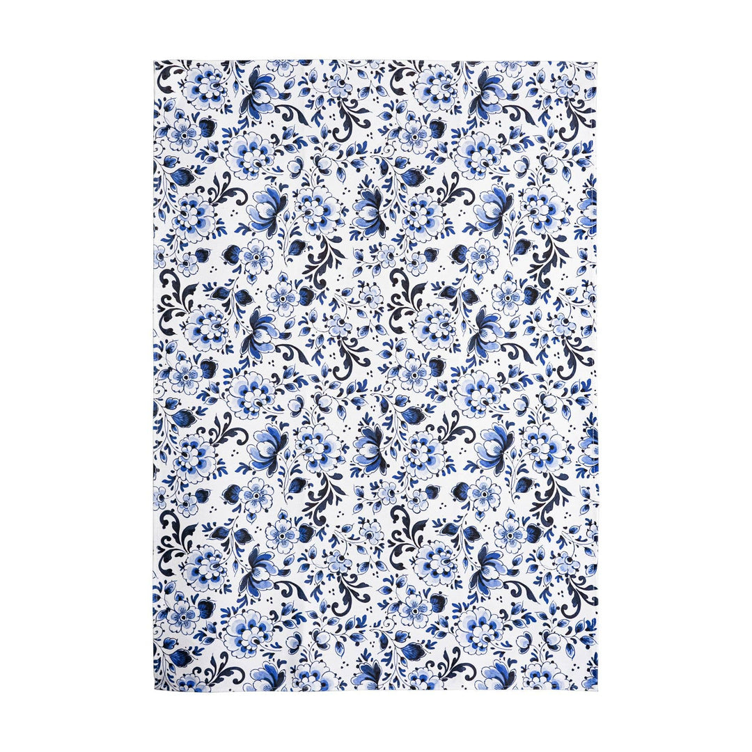 Delft Blue Floral Print Tea Towel