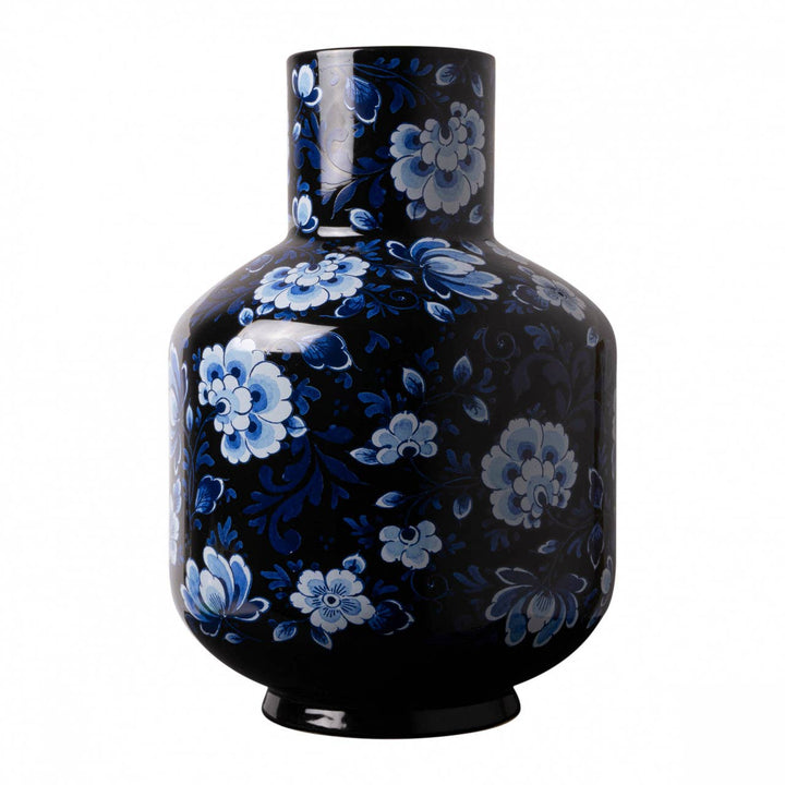 Tall Ball Vase Black Floral