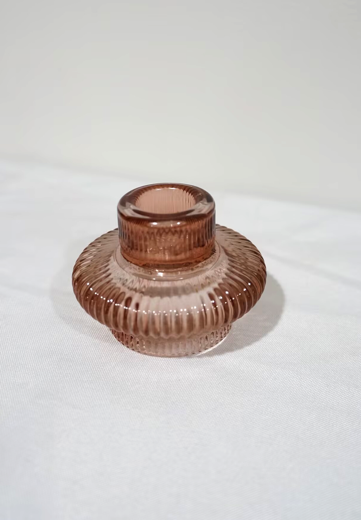 Double Sided Glass Candle Holder - Rounded Edge