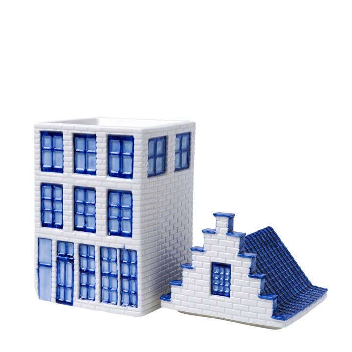 Delft Blue Canal House Storage Jar
