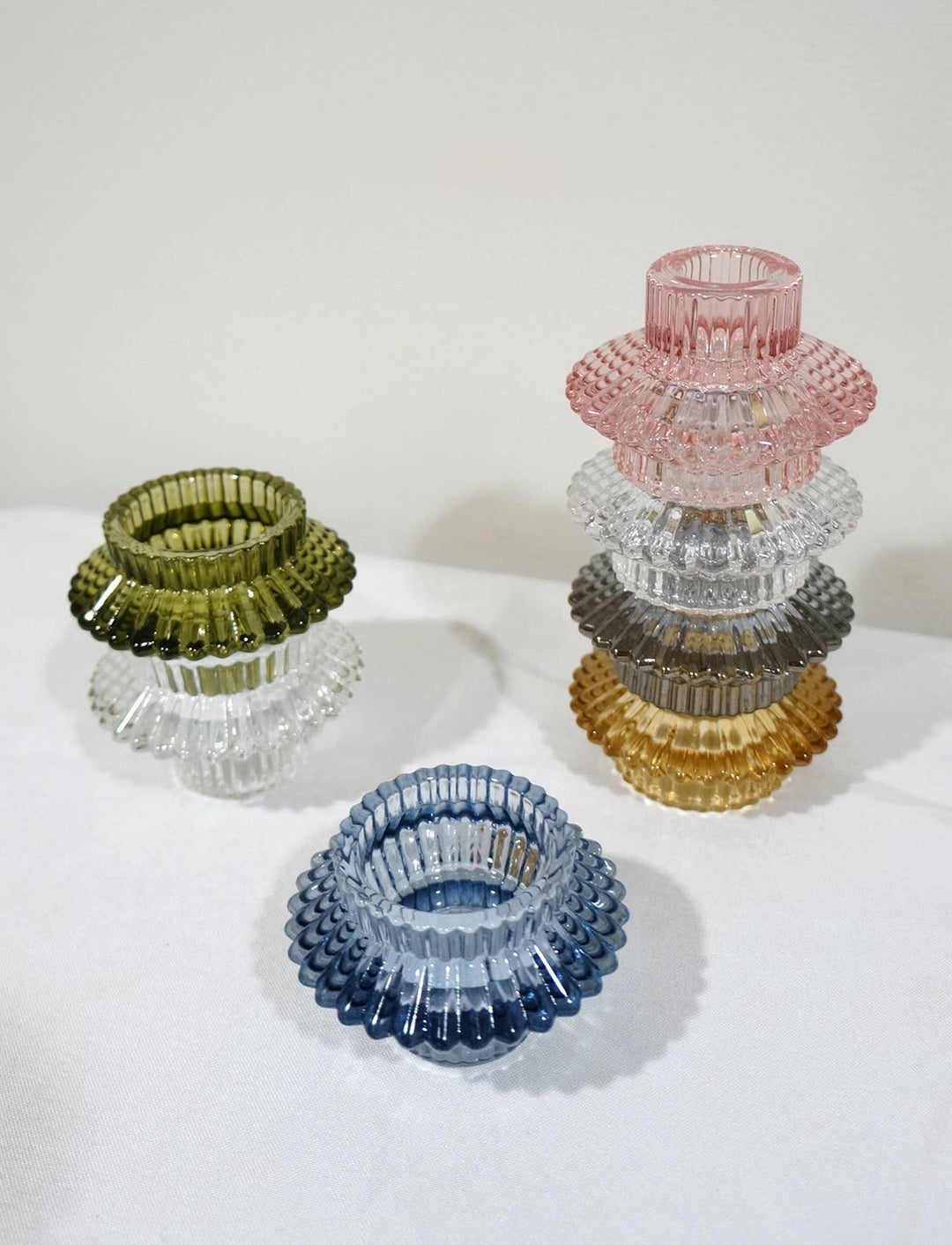 Double Sided Glass Candle Holder - Rounded Edge