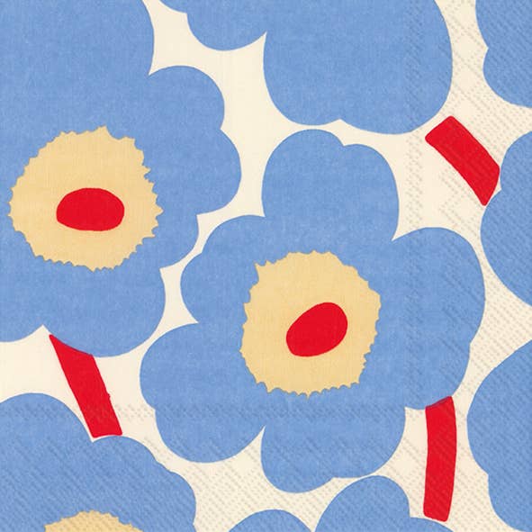 Unikko Cocktail Paper Napkins -Light Blue