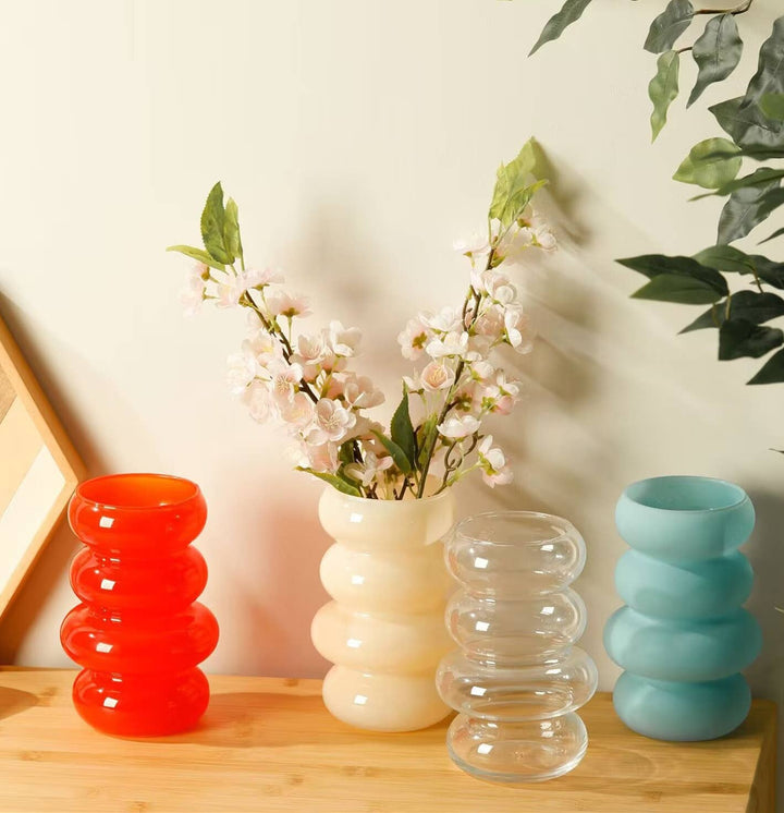 Glass Floral Vase, Small w/ Ring Layers
