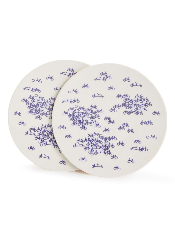 Delft Blue Bicycle Dessert Plate Set - 2 pcs