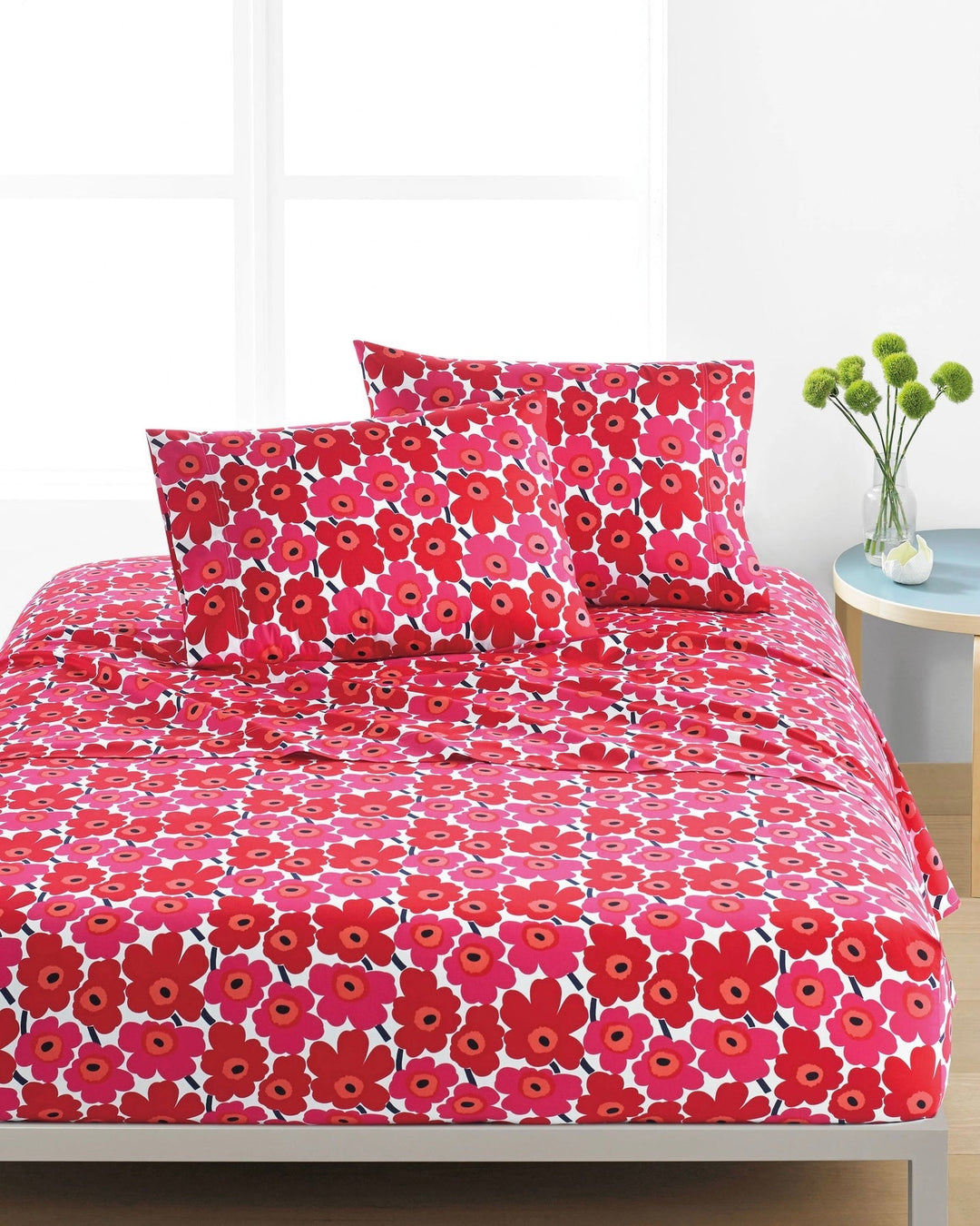 mini unikko red sheet set king