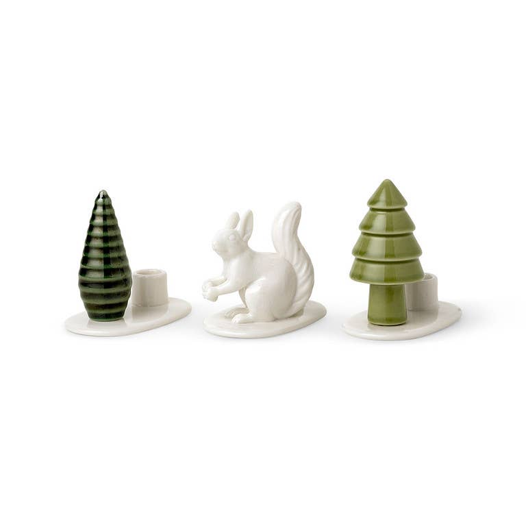 Winter Stories Flock Squirrel Candle Holder- Set of 3